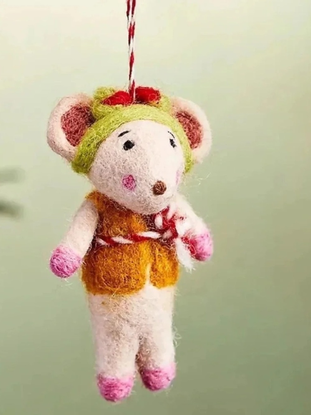 Anthropologie Rosy Cheeked Mouse Christmas Ornament